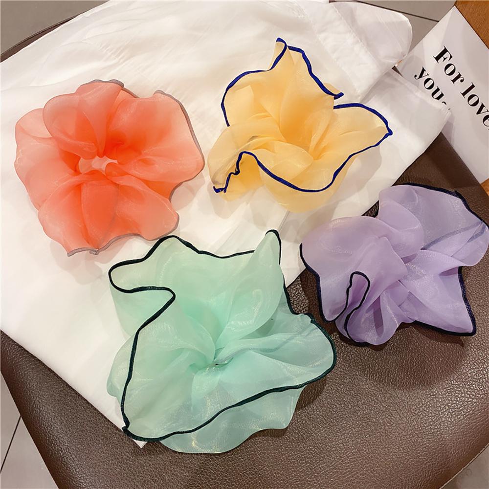 QQMALL Dây Buộc Tóc Co Giãn Màu Sắc Tương Phản Phong Cách Hàn Quốc Cho Nữ