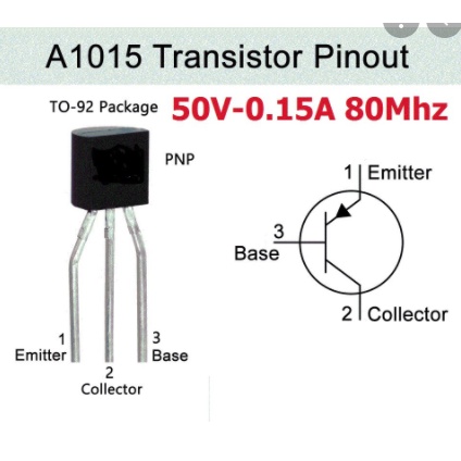 Transistor A1015 TO-92 50V 0.5A PNP