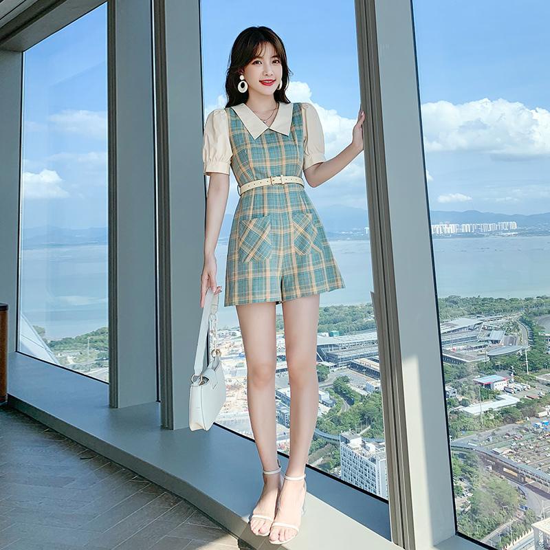 Jumpsuit Cổ Búp Bê Dáng Ôm Phong Cách Pháp Thời Trang Mùa Hè Mới Cho Nữ