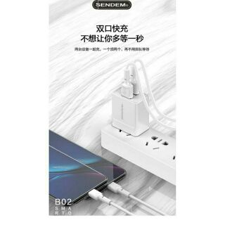 Củ sạc 2 cổng USB SENDEM B02