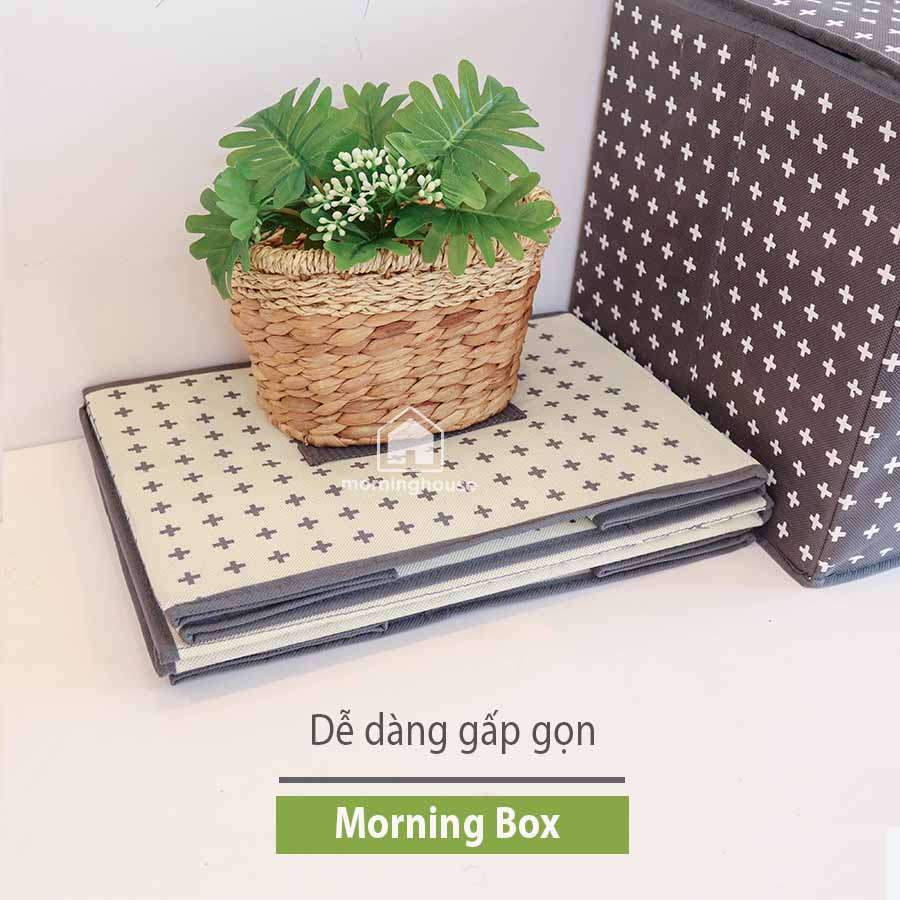 Hộp vải đựng quần áo có nắp  Morning House- Gấp gọn tiện lợi, đồ đạc sẽ ngăn nắp hơn, nắp đậy giúp  chống bụi bặm