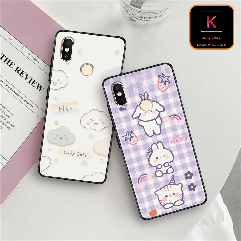 Ốp lưng Xiaomi Mi A1 - Xiaomi Mi A2 - Xiaomi Mi A2 Lite - Ốp in hình gấu &amp; thỏ đang yêu - Lưng nhám viền TPU