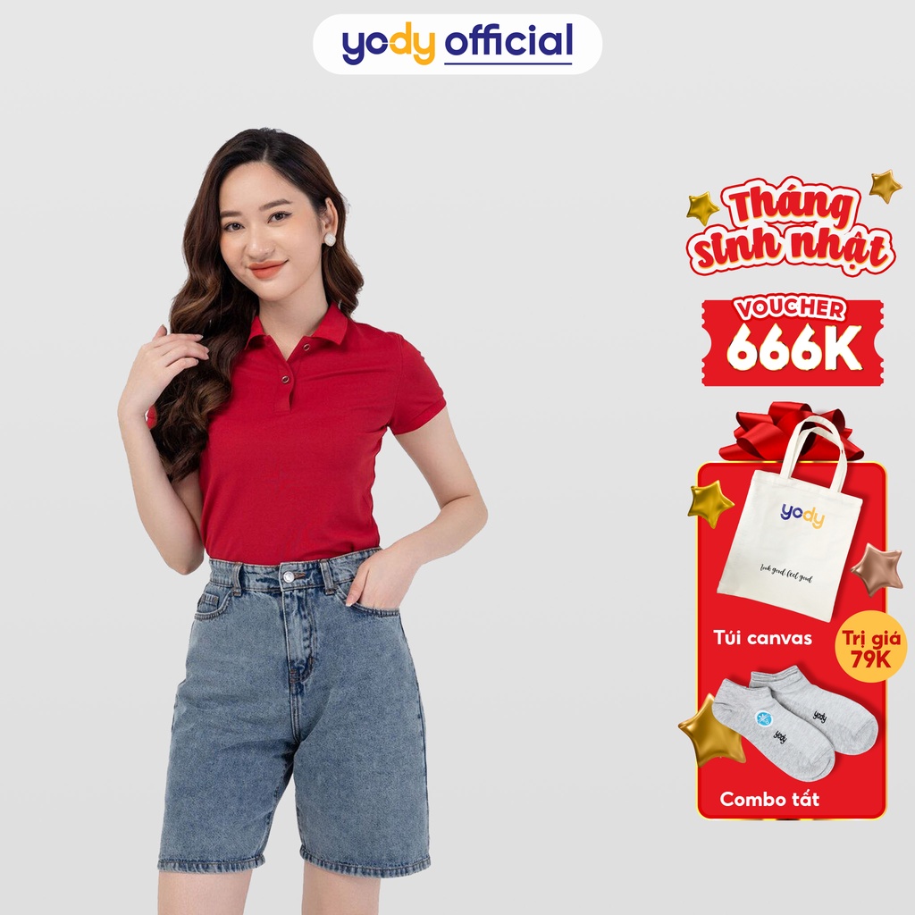 Áo polo Yody nữ chất liệu cafe bo trơn thấm hút mềm mịn APN4388 bổ sung