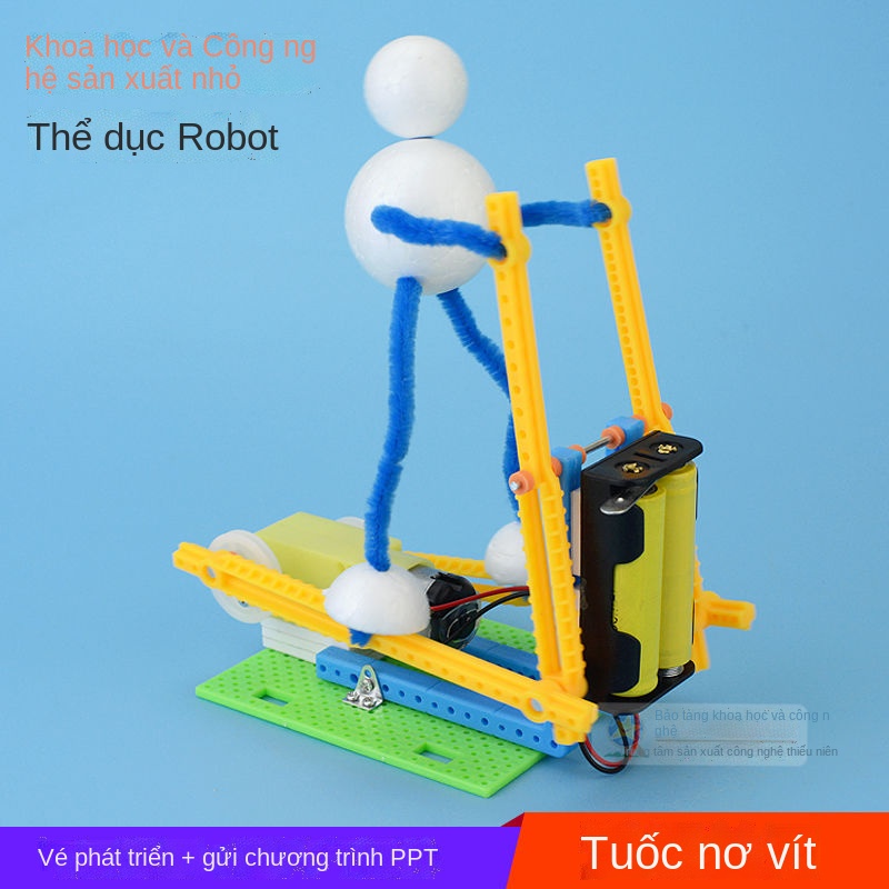 ♕✱Học sinh tiểu học công nghệ làm bằng tay sản xuất nhỏ phát minh sáng tạo điện thể dục robot cậu bé khoa học thân cây đ