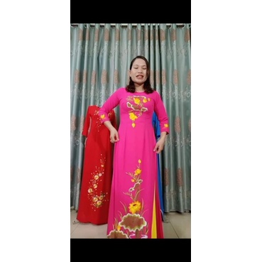 Áo dài tằm ý thêu