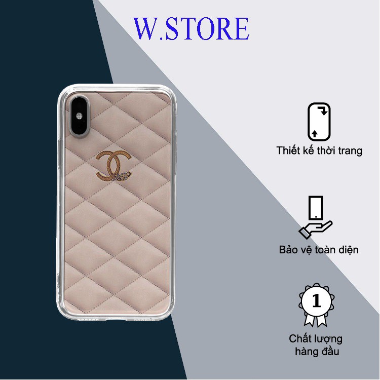 Ốp điện thoại nữ tính ốp ip nền hồng in logo chanel sang trọng dành cho Iphone 5 đến 12 promax BRD20210166