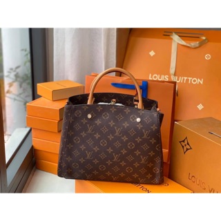 ⚜Túi xách nữ đeo chéo LV montaigne BB super hoạ tiết hoa nâu hàng cao cấp quai đậm