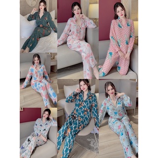 SÉT BỘ SƠ MI LỤA MANGO TAY DÀI LOẠI 1 - BỘ NGỦ ĐỘC LẠ HÓT TREN SANG CHẢNH