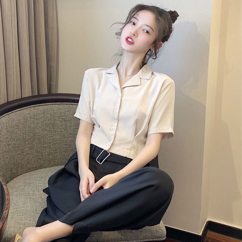 Áo sơ mi YEYA ngắn tay phong cách phương Tây dành cho nữ