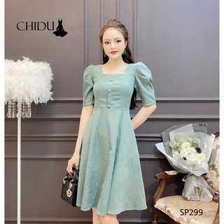 CHIDU váy công sở cổ vuông tay lỡ- SP299
