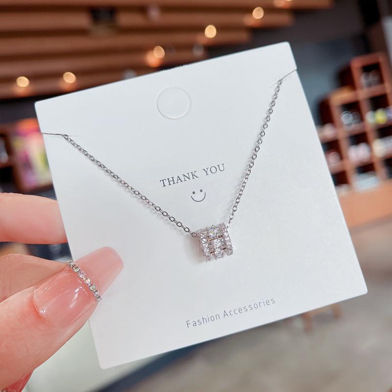 XiaoboACC Vòng Cổ Thép Titan Mạ Vàng Đính Kim Cương Giả - 38CM+6CM