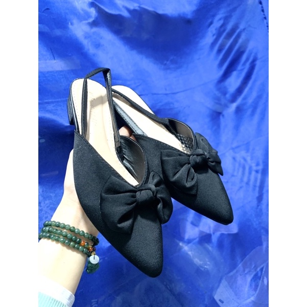 Giày sandal nữ nơ đế 2p mũi nhọn siêu nhẹ vnxk êm chân rẻ đẹp thời trang