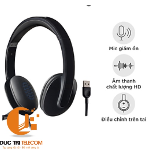 TTai nghe có dây Logitech H540 - Mic giảm ồn, điều khiển trên tai, kết nối USB-A