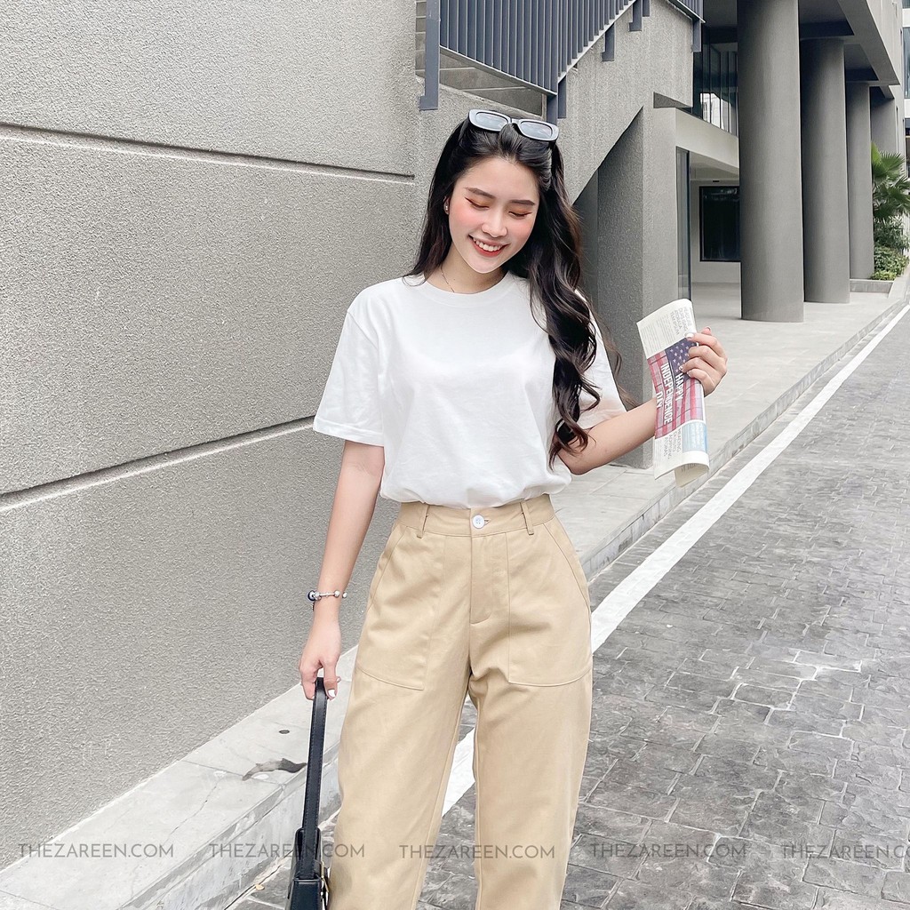 ÁO THUN TRƠN BASIC ZAREEN THU88 TRẮNG | BigBuy360 - bigbuy360.vn