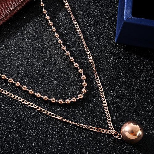 Dây Chuyền 2 Tầng Trái Châu Titan Không Đen TT 2362