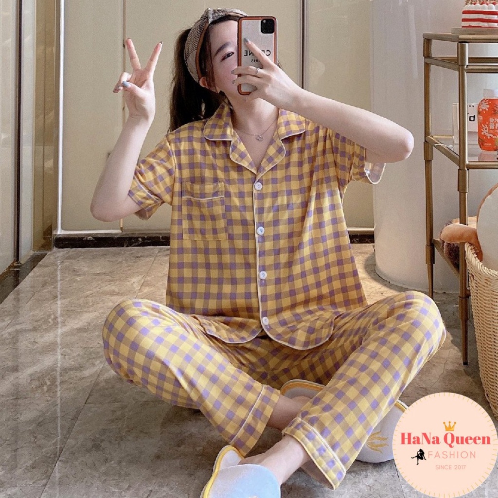 [Sẵn Hàng] Bộ đồ ngủ Pijama ngắn tay quần dài phong cách Hàn Quốc mẫu mới HOT nhất mùa hè thu