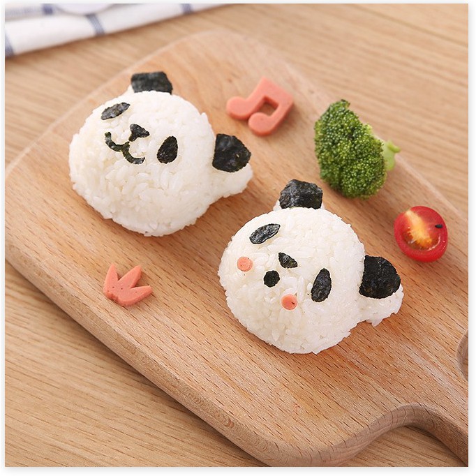 Bộ khuôn ép cơm bento gấu trúc panda kèm tấm cắt rong biển