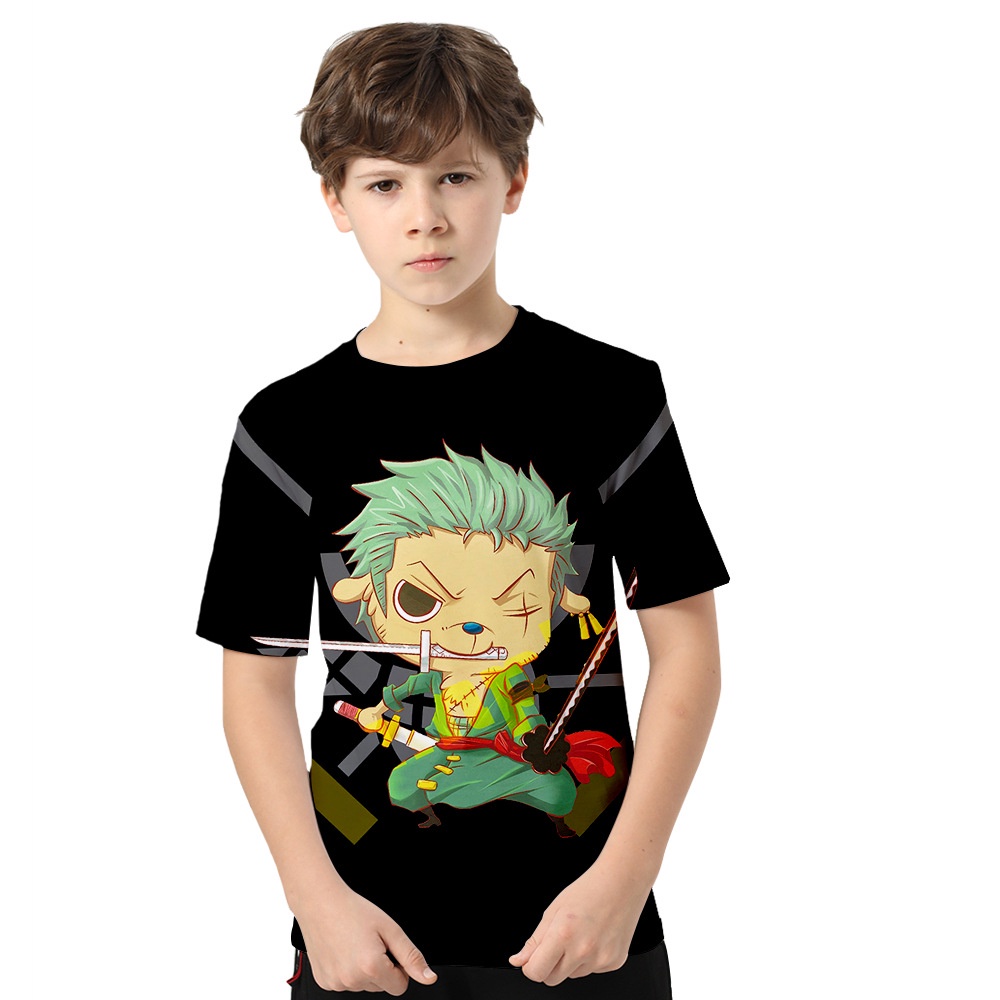 Áo Thun Tay Ngắn In Hình Nhân Vật Luffy Zoro Phim One Piece Cá Tính Cho Bé