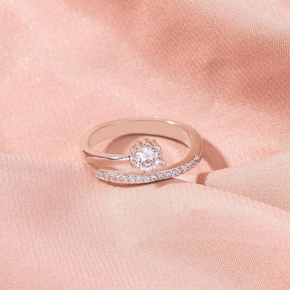 Nhẫn bạc Nhẫn một hàng đá Van Jewelry V10013 vòng đuôi đá free size