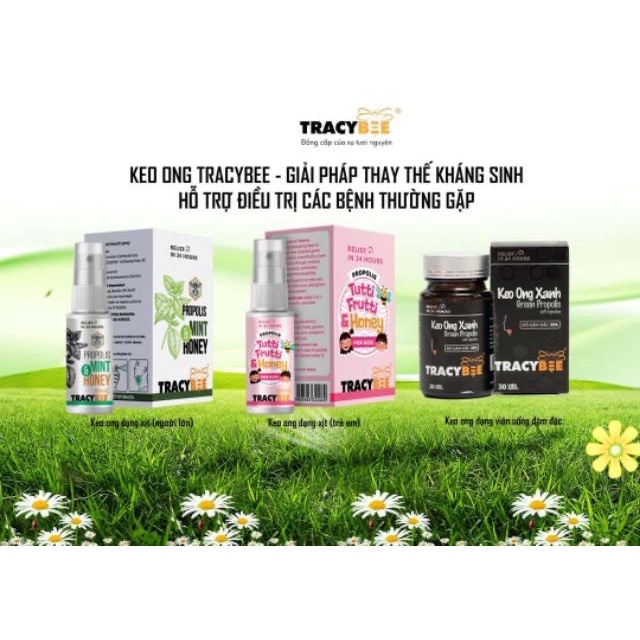 Xịt họng keo ong TRACYBEE vị bạc hà - Giảm viêm họng cho bé từ 2 tuổi trở lên và người lớn xchai 30ml