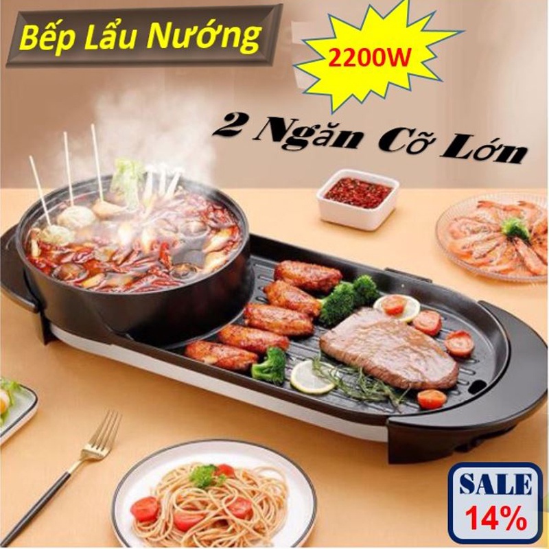Nồi lẩu nướng 2 ngăn, 3 ngăn kích thước lớn, nồi lẩu to, công xuất 2700W, tiết kiệm điện năng, an toàn sức khỏe