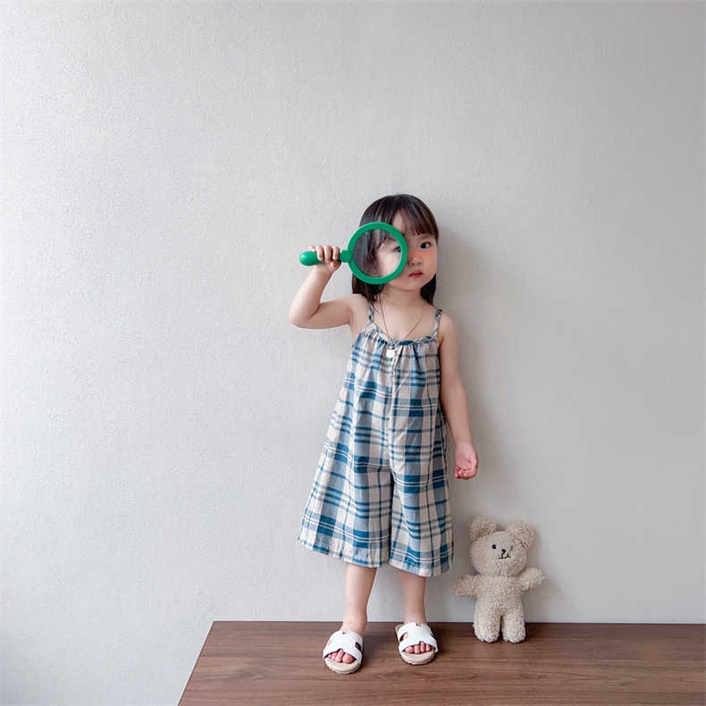 Bộ Áo Liền Quần Cotton Họa Tiết Kẻ Sọc Thời Trang Mùa Hè Xinh Xắn Cho Bé Gái