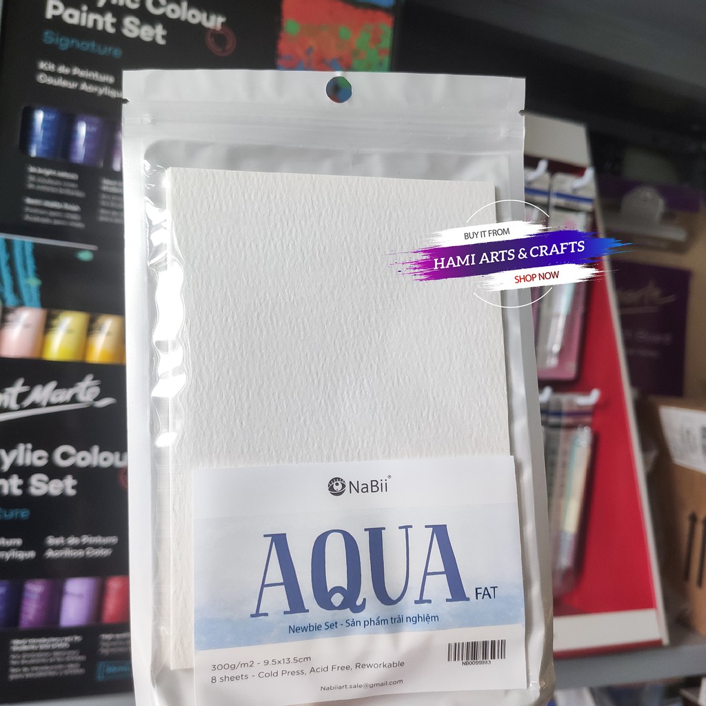 Giấy vẽ màu nước Nabii Aqua Fat A6 300gsm 8 tờ