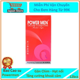 [CHÍNH HÃNG] Bao cao su chấm bi gân gai Powermen Rocket - hộp 12 cái