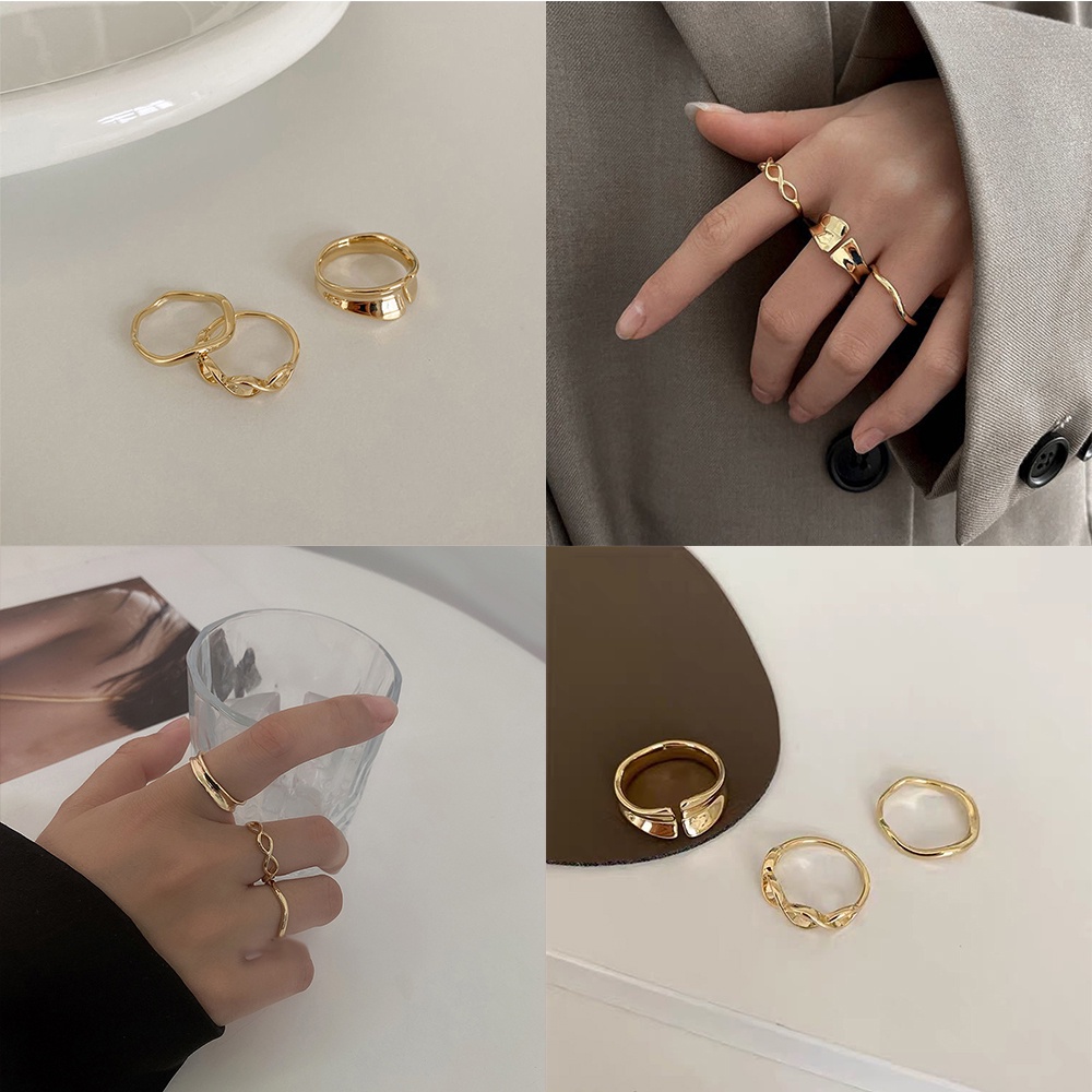 Set 3 Nhẫn Đeo Khớp Ngón Tay Phong Cách Retro Cho Nữ