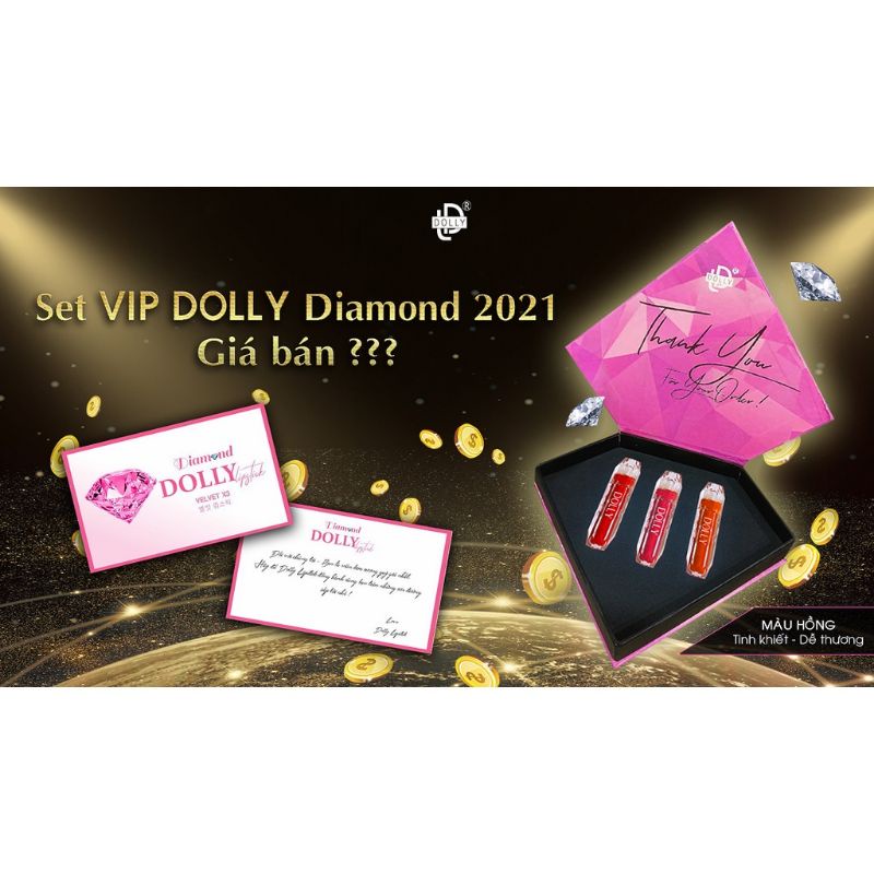 Son DOLLY DIAMOND Chính Hãng Full 12 màu  Tặng dưỡng môi khi mua set 3 cây