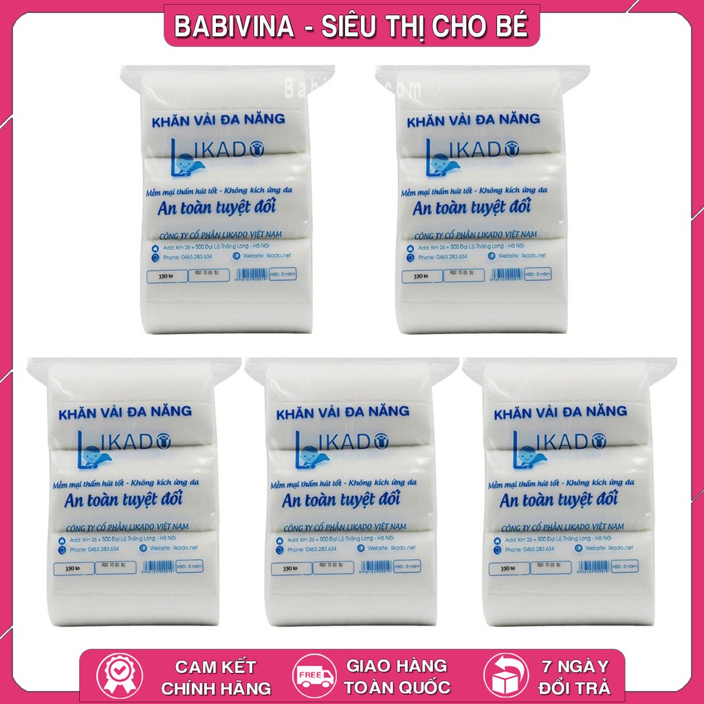 Combo 5 Gói Khăn Vải Đa Năng LIKADO 300g, 400g, 500g, 600g tấm lót likado Hàng Chính Hãng Mẫu Mới