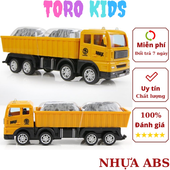 Đồ chơi mô hình cho bé xe tải chở đá kèm 2 mô hình cục đá, nhựa an toàn chi tiết bền và đẹp