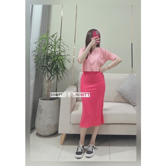 NEW | SET ÁO THUN CHÂN VÁY ĐUÔI CÁ ÔM BODY DÁNG DÀI