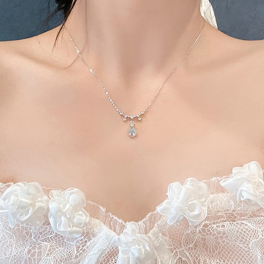 Dây Chuyền Mặt Hình Giọt Nước Đính Đá Pha Lê Thời Trang Cho Nữ