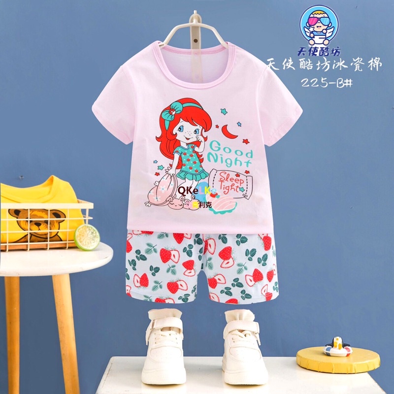 Bộ Bé Gái Hàng Quảng Châu Tianshi Xuất Hàn Cotton Mềm Thấm Hút Tốt Bộ Quần Áo Bé Gái In Hình Dễ Thương Mẫu Mới 2021