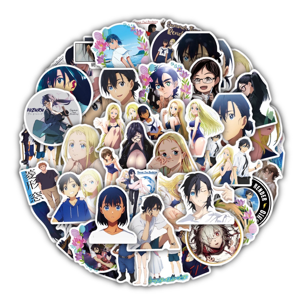 Bộ 50 Miếng Dán Hoạt Hình Thời Gian Mùa Hè Trang Trí Ván Trượt / Điện Thoại / Guitar