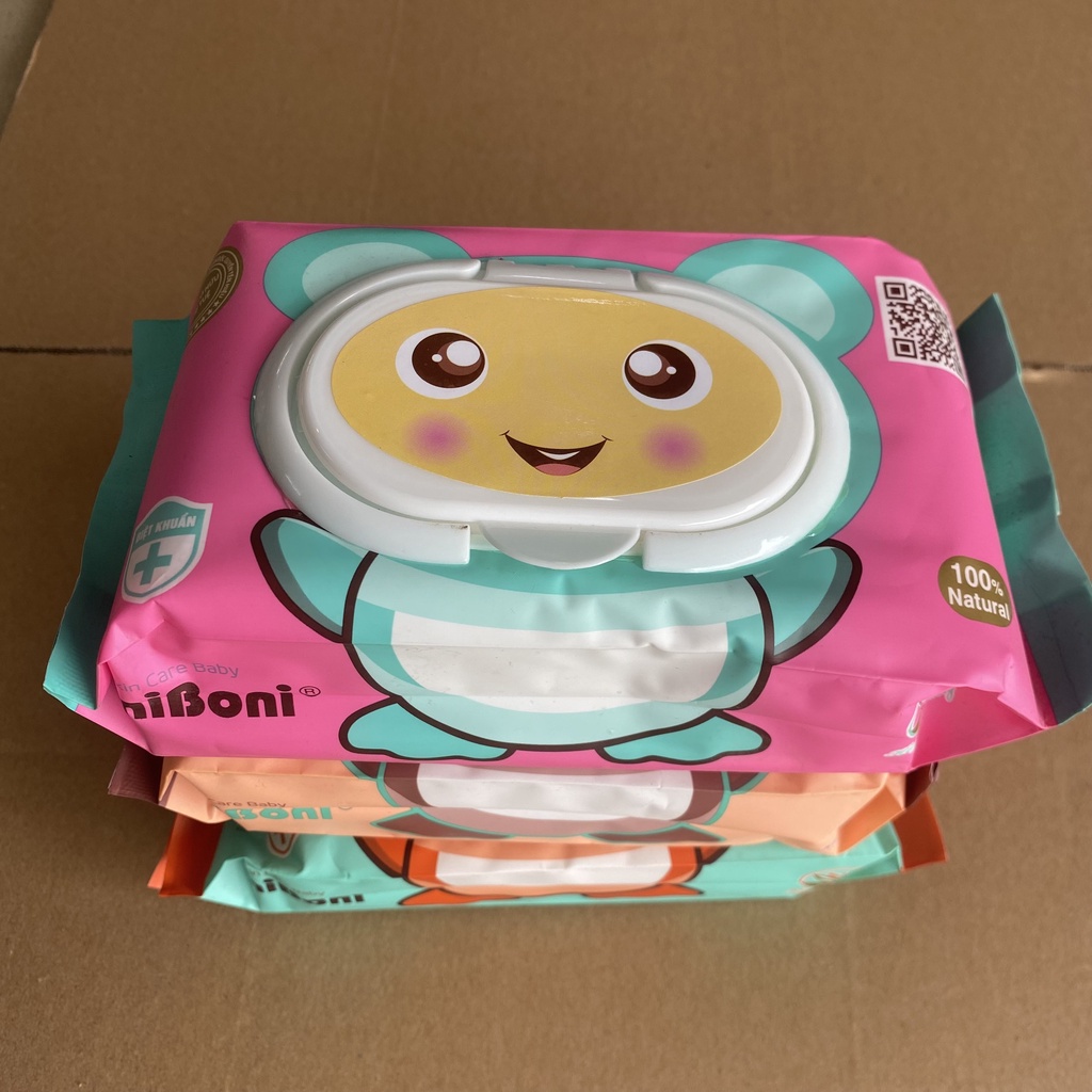 Khăn giấy ướt cao cấp baby hình gấu không mùi BoniBoni