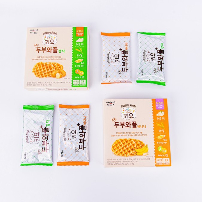 Bánh Waffles ăn dặm đậu hũ non Ildong Hàn Quốc vị Chuối dành cho bé từ 7M+ hộp 64g (Date 1/2023)