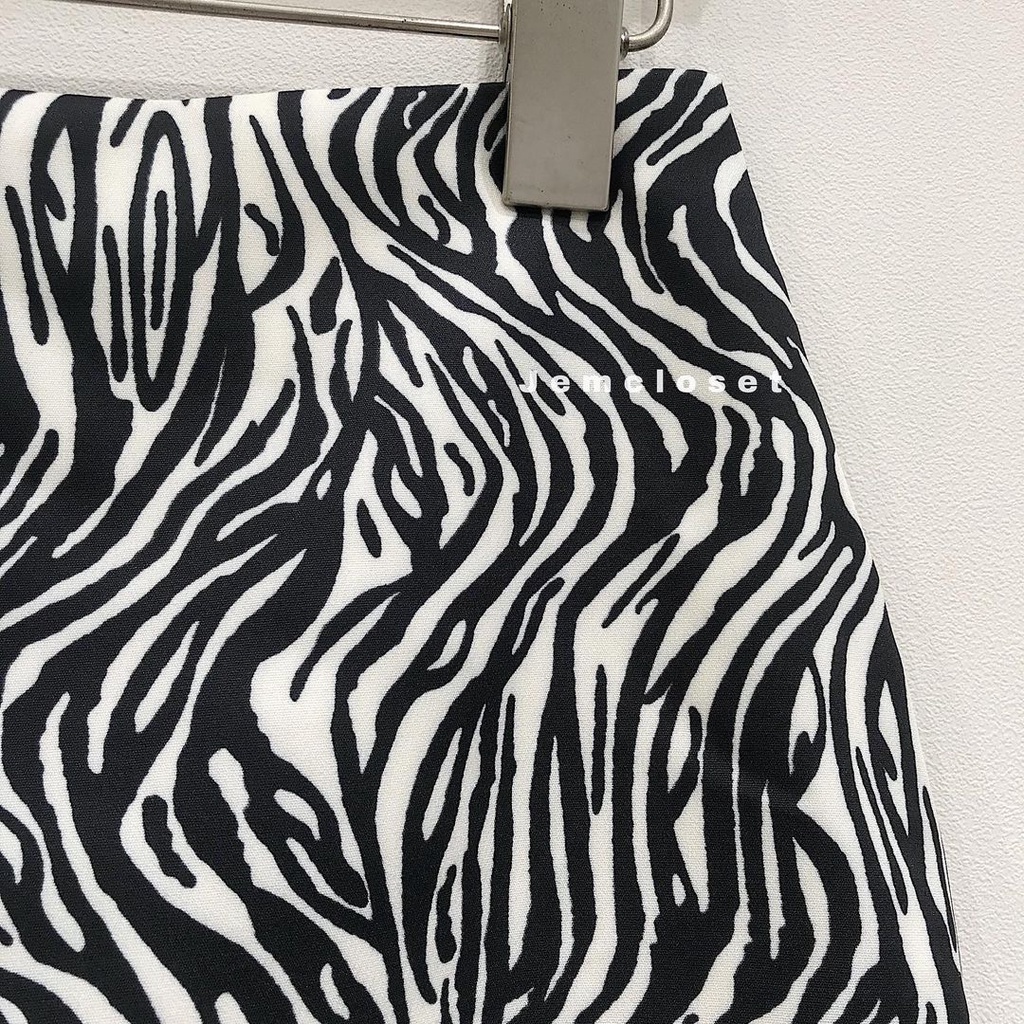 Chân Váy Ngắn REA JEM CLOSET Thiết Kế Sọc Vằn Cá Tính Sexy 3322