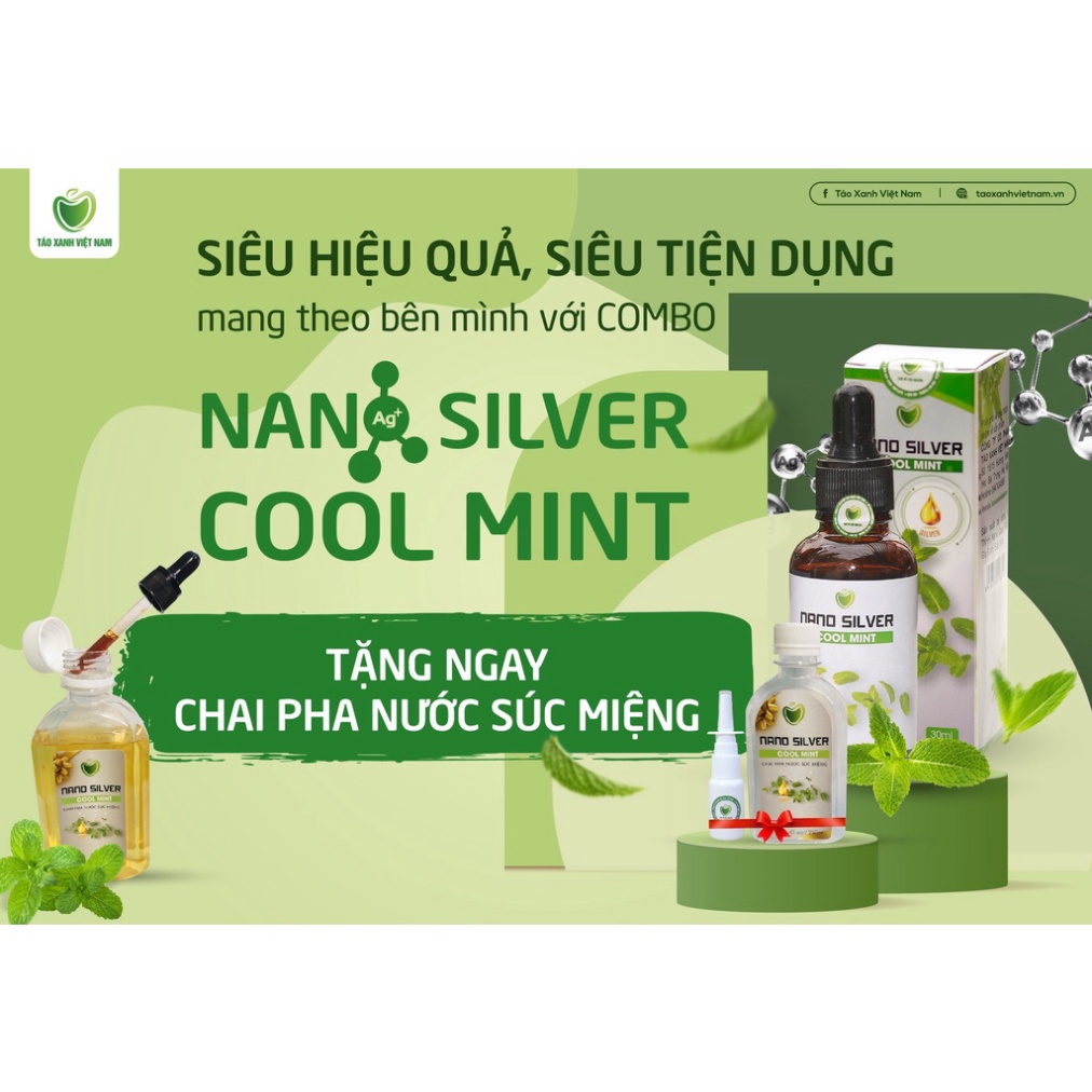 Nước súc miệng nano bạc NANO SILVER COOL MINT - Sát khuẩn Tai Mũi Họng