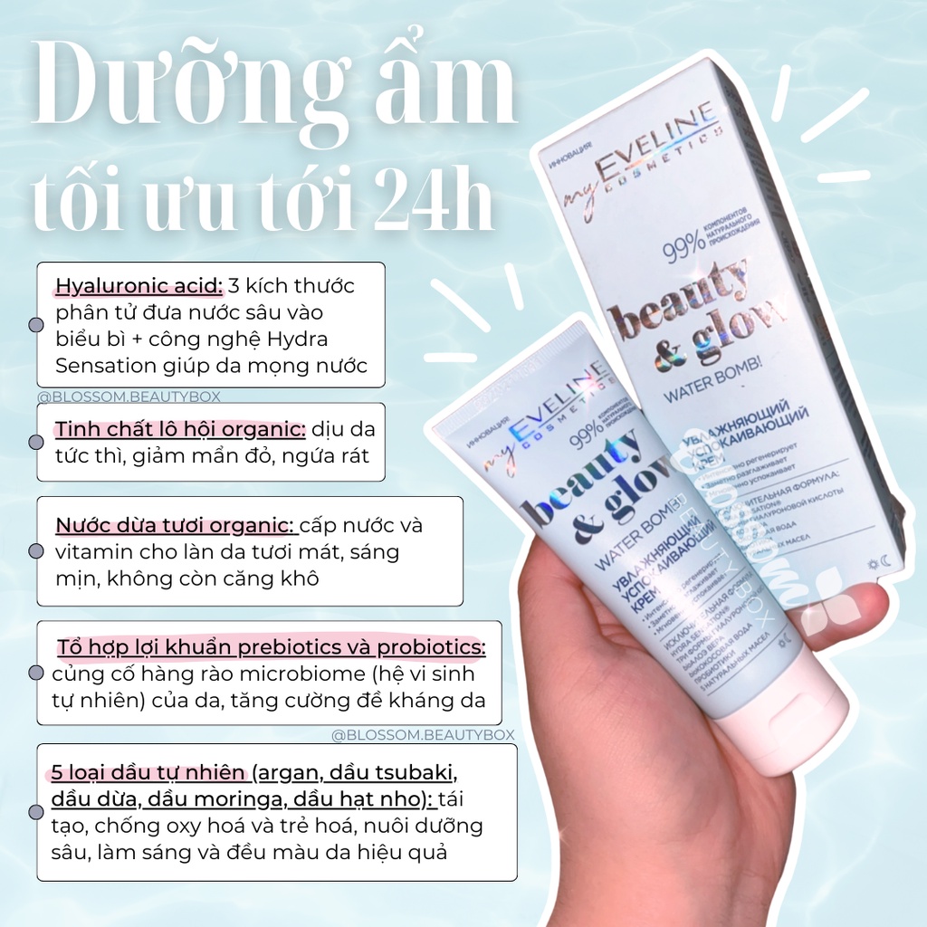 Kem dưỡng Eveline Water B0mb Beauty & Glow cấp nước 75ML