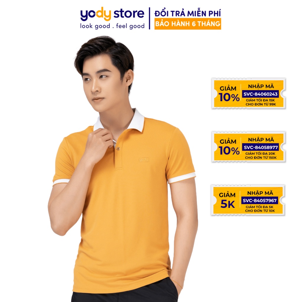 Áo polo cafe nam YODY thấm hút tốt, chống tIa UV hữu hiệu - APM3635