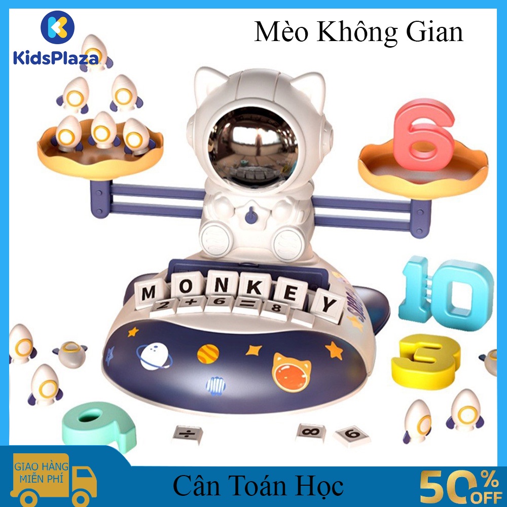 Đồ chơi trẻ em cân toán học mèo phi hành gia. Đồ chơi giáo dục cho bé làm quen với các con số toán học và các từ vựng.