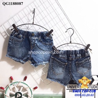 Quần short jean bé gái lai tua rua (24-40kg)