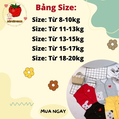 Áo khoác gile trần bông xốp cho bé 0-5 tuổi 100% cotton hữu cơ tự nhiên không chất tẩy nhuộm cực kỳ mềm mại và ấm áp