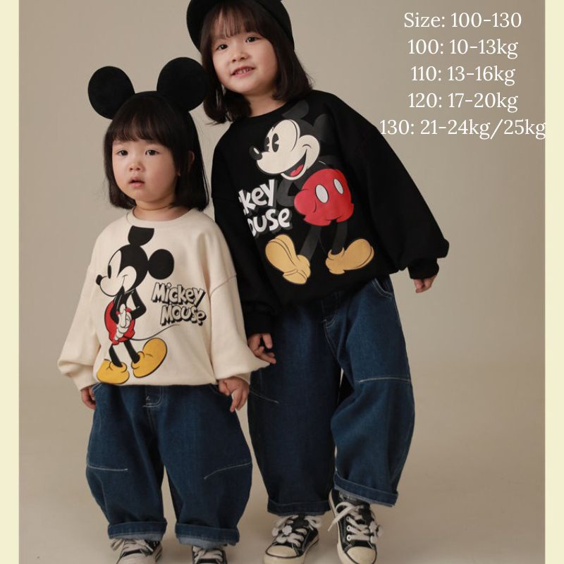 Áo nỉ cho bé set 2 áo nỉ cho bé họa tiết hoạt hình mickey chất nỉ dày dặn giữ ấm jimado