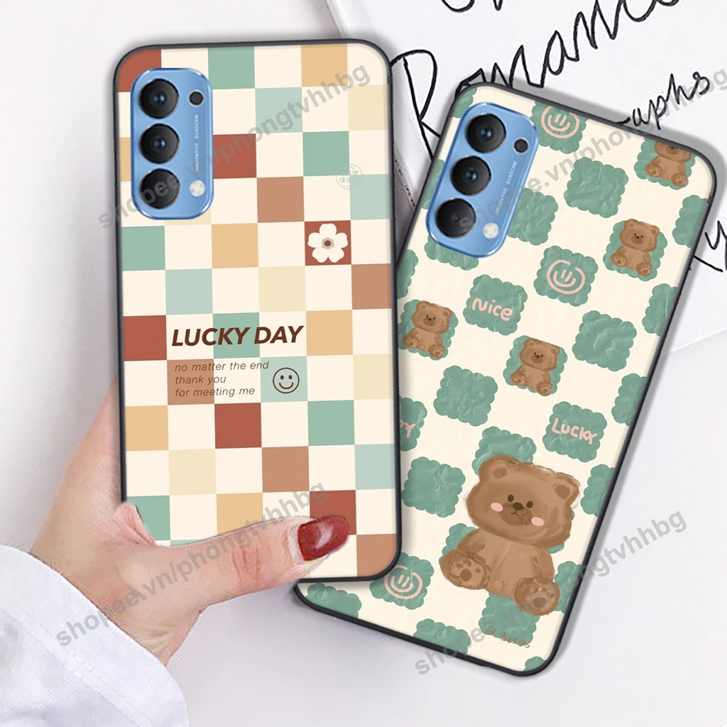 Ốp lưng Oppo Reno4 / Reno4 Pro / Reno 4 trái tim gấu thể thao , smile mặt cười cực cute