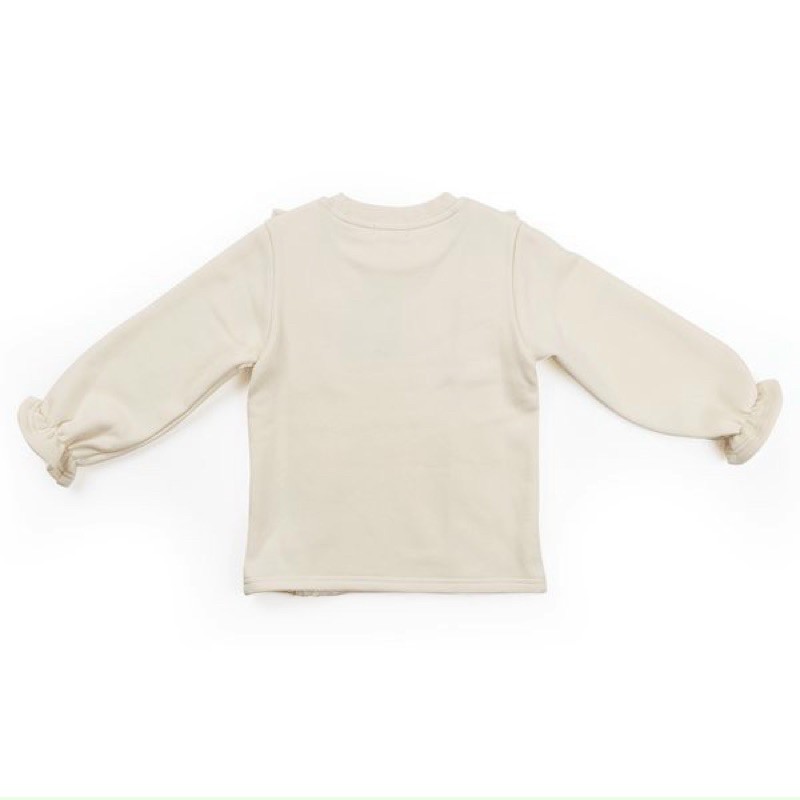 Áo nỉ bông bé gái màu trắng tay ren điệu xuất HQ VNXK