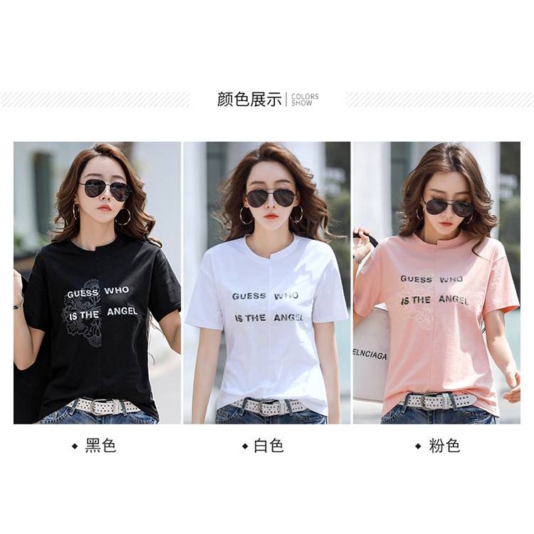 Trend new 2021 design is asymmetrical short-sleeved T-shirt female loose lace embossed buds