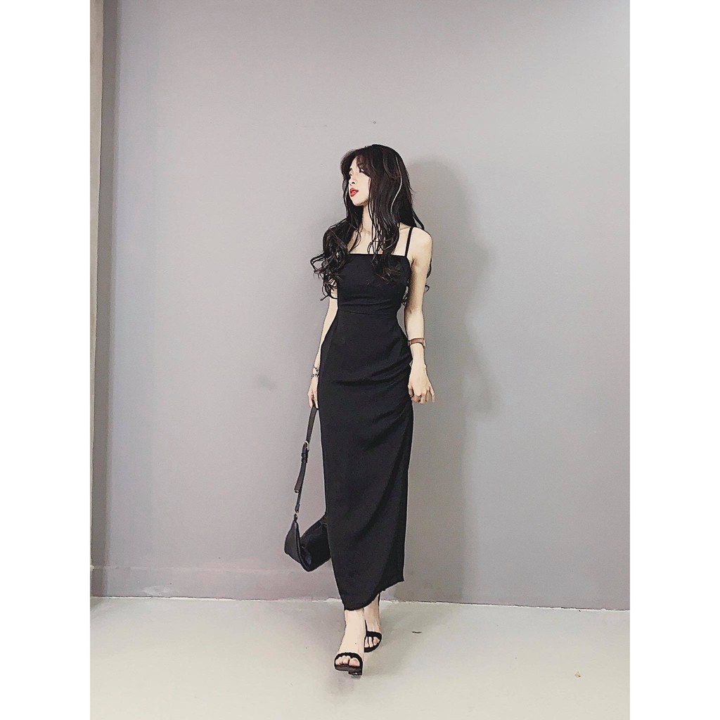 [Mã FAGREEN245 giảm 10% tối đa 30K đơn 99K] Đầm 2 Dây Maxi Chun Nhún Lưng Xẻ Sau EMO | BigBuy360 - bigbuy360.vn
